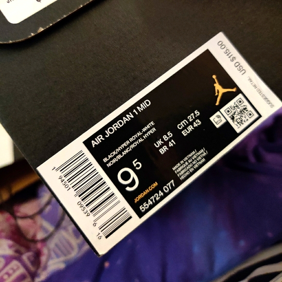 Nike Air Jordan 1 Mid 'Hyper Royal' Black - Picture 8 of 9